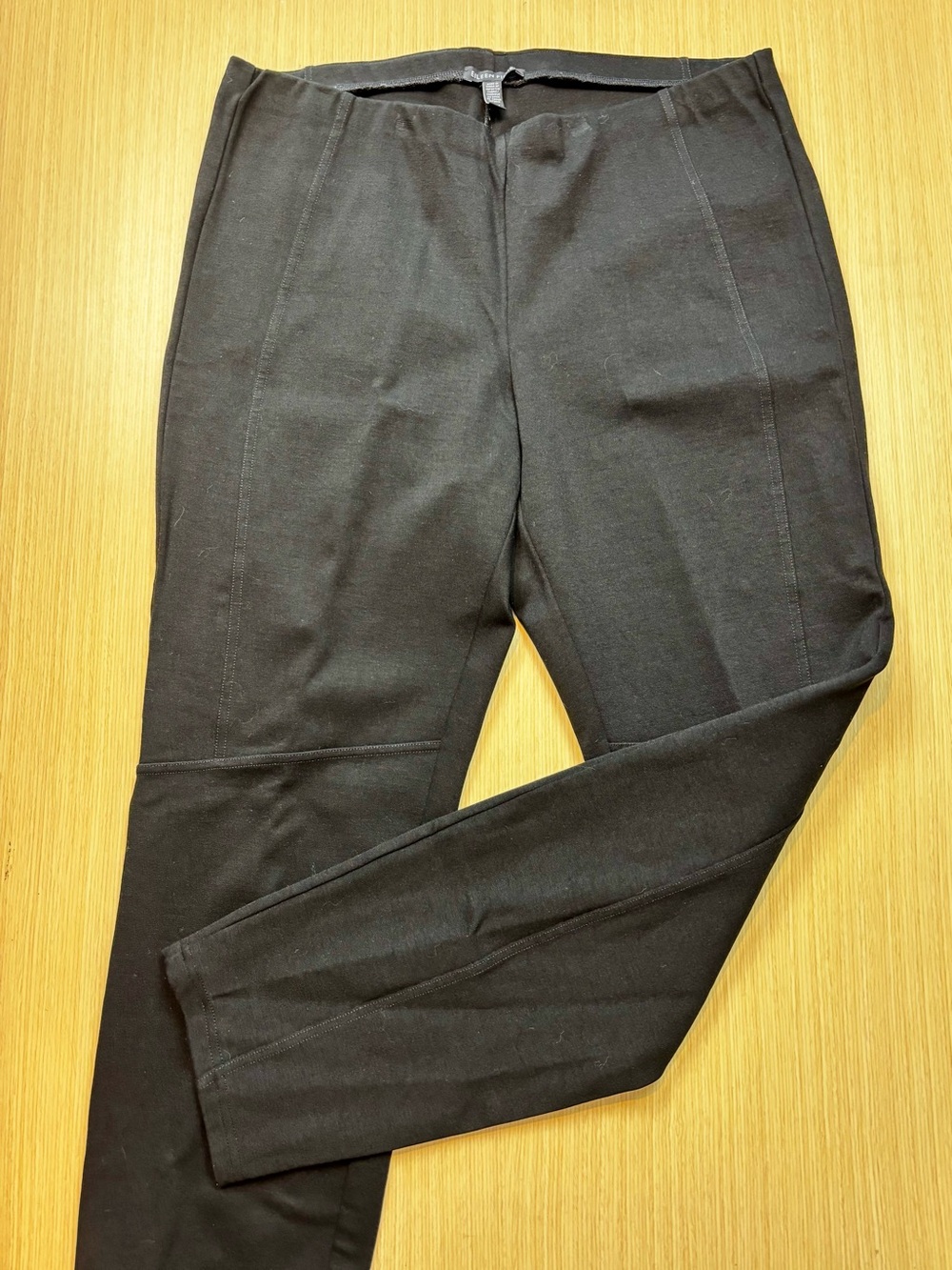 Eileen Fisher Brown Washable Stretch Ponte Slim Seamed Leggings Pants M CA34460
